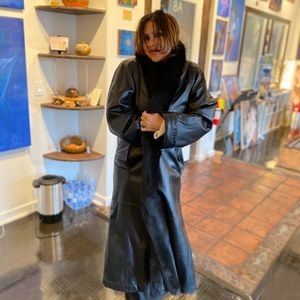 Sereti full length calf skin soft leather coat.